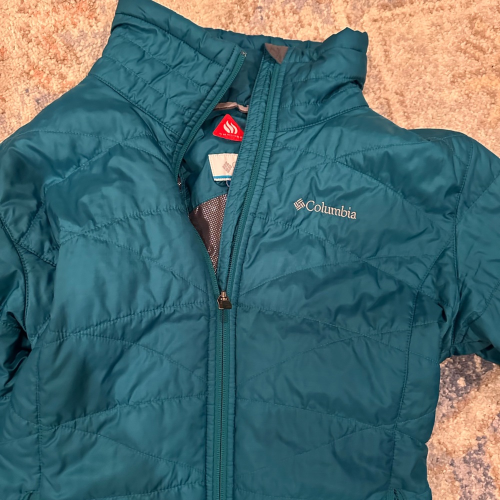 Columbia Omni heat jacket large teal blue